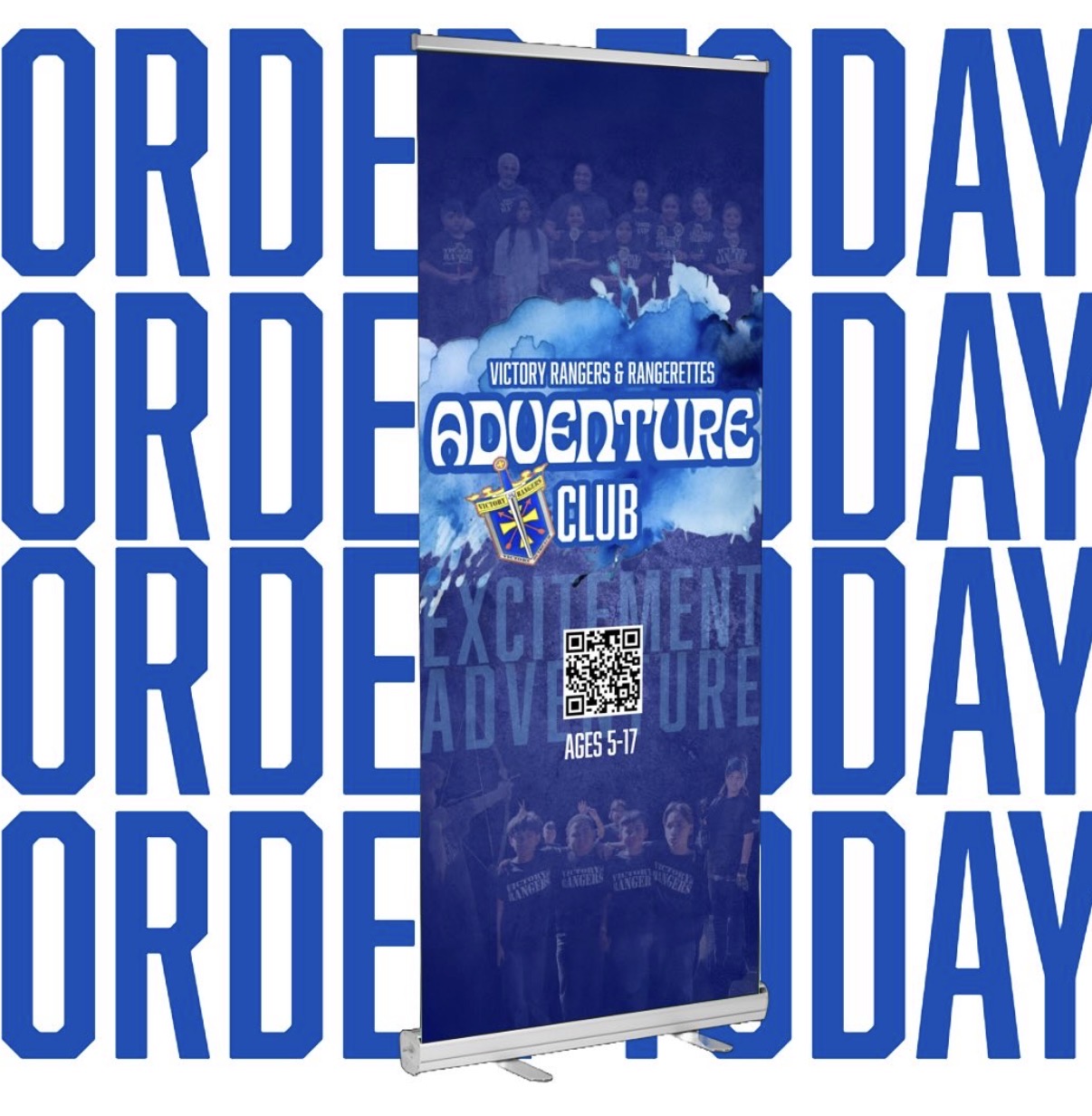 Adventure Club pop-up banner order graphic